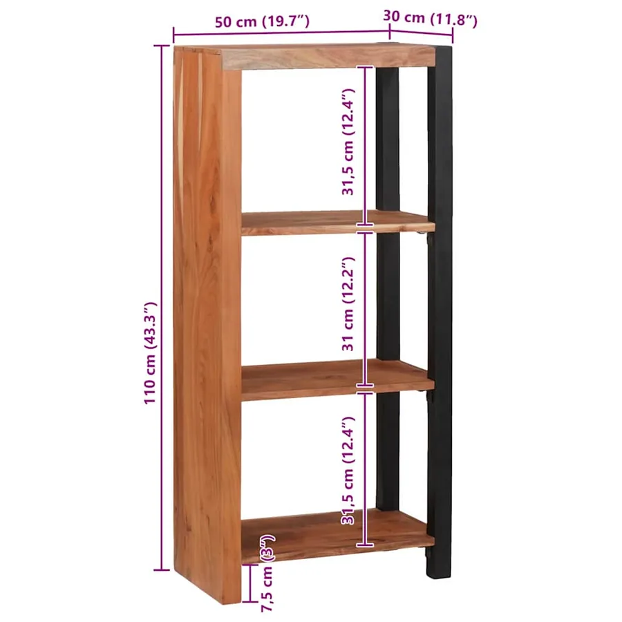 Étagère Marron 50 x 30 x 110 cm Bois d'Acacia Massif - 12