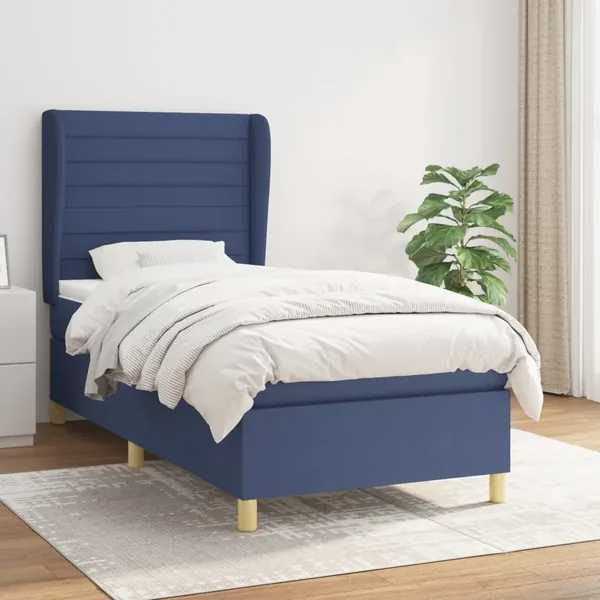 Sommier à lattes de lit avec matelas Bleu 80x200 cm Tissu