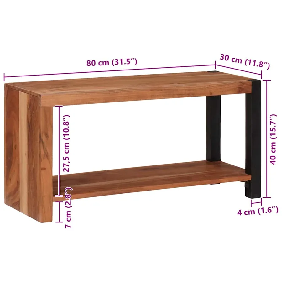Étagère Marron 80 x 30 x 40 cm Bois d'Acacia Massif - 11