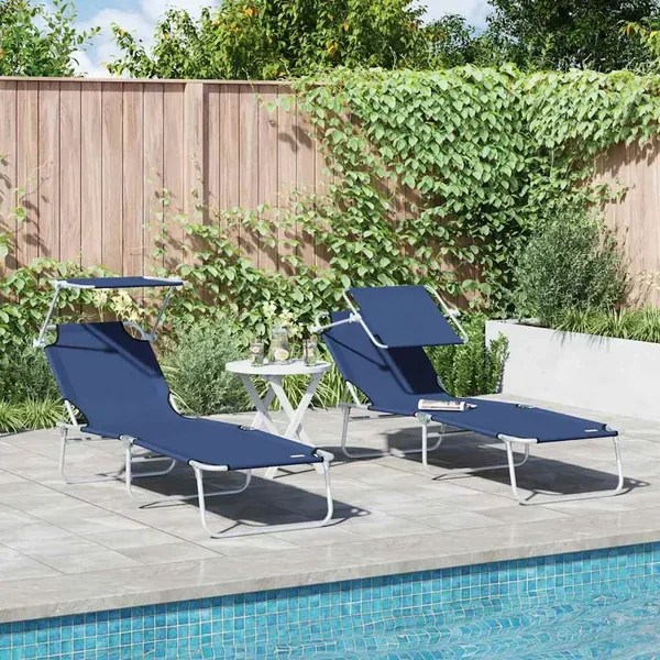 Transat 2 pcs Bleu 58 x 188 x 77cm Polyester