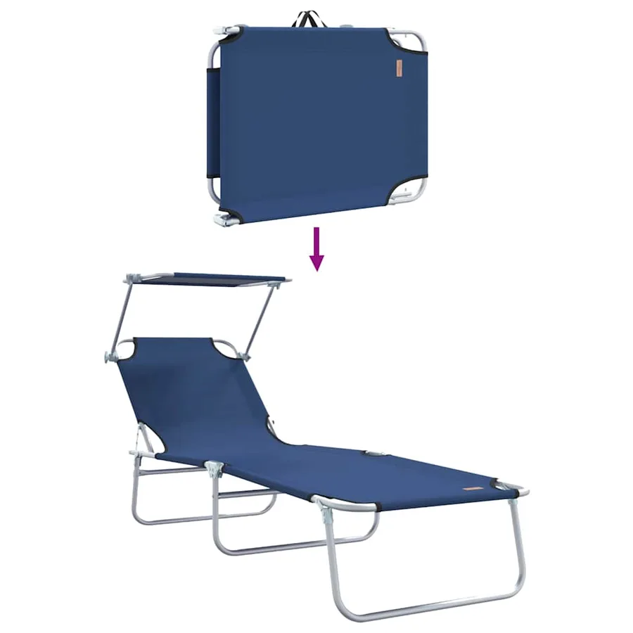 Transat 2 pcs Bleu 58 x 188 x 77cm Polyester - 11