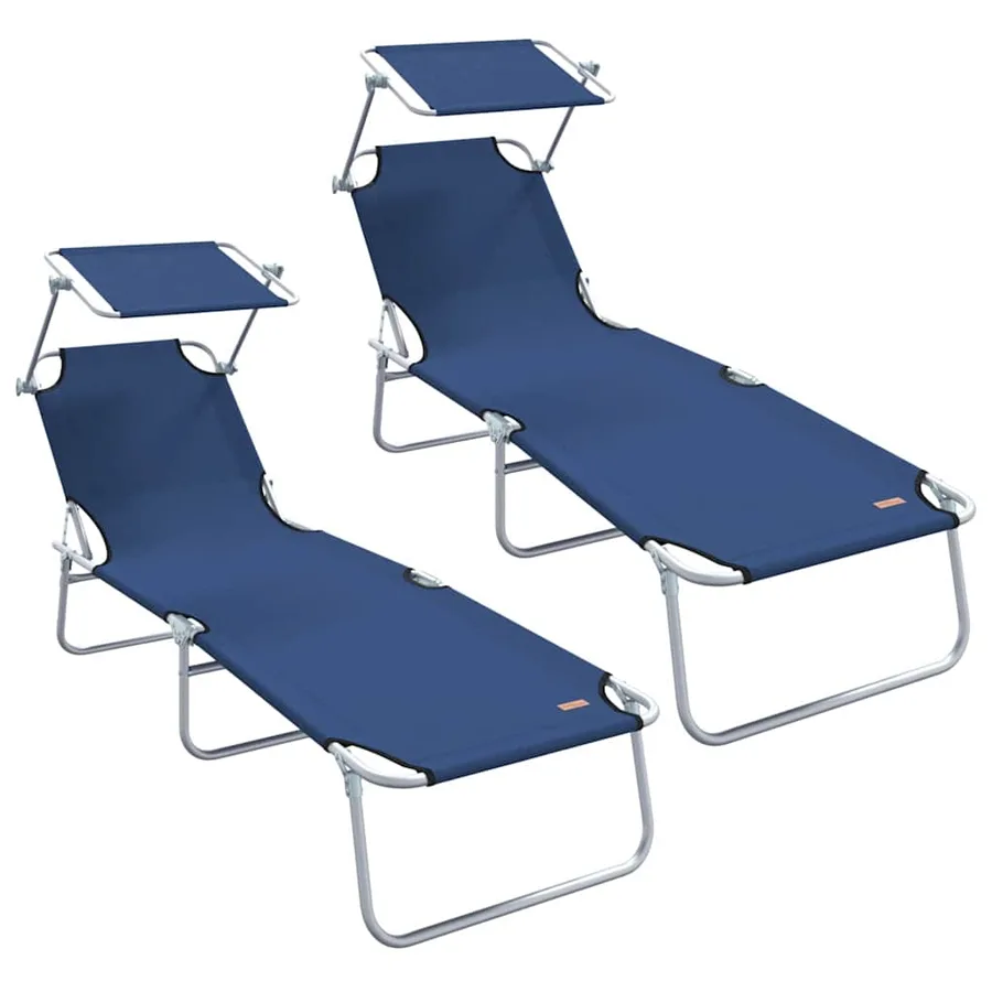 Transat 2 pcs Bleu 58 x 188 x 77cm Polyester - 2
