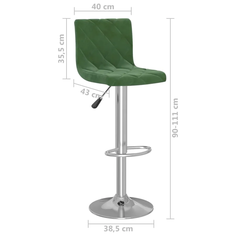 Tabourets de bar lot de 2 vert foncé velours - 9