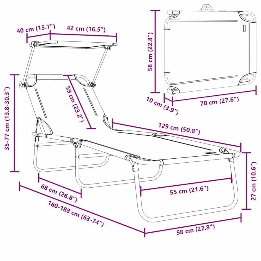 Transat 2 pcs Vert 58 x 188 x 77cm Polyester - 13