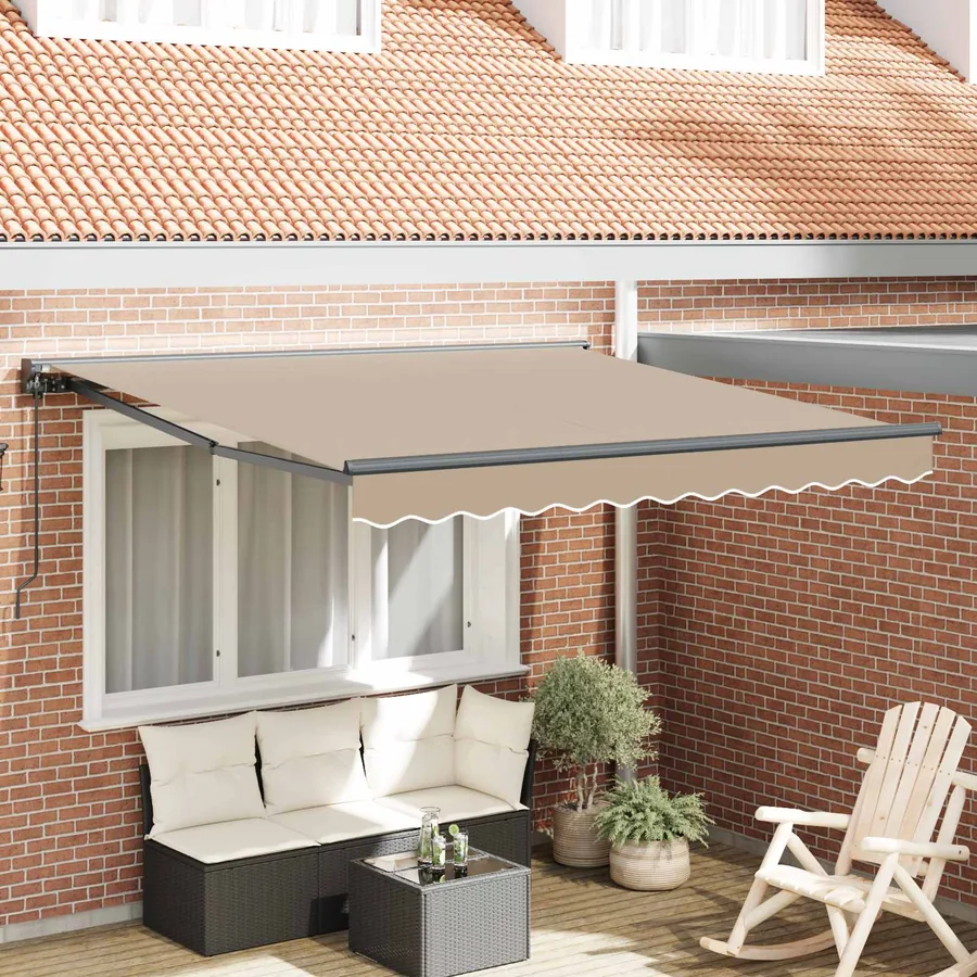 Cadre d'auvent Beige 300 x 250 cm Polyester avec revêtement PU