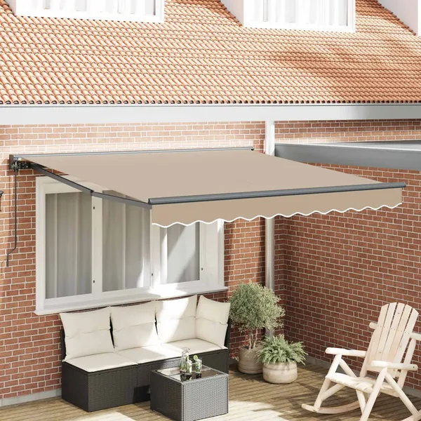 Cadre d'auvent Beige 300 x 250 cm Polyester avec revêtement PU