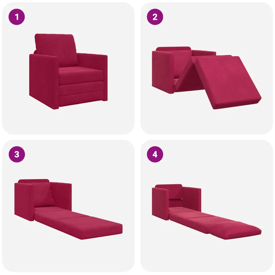 Canapé-Lit Bordeaux 74 x 77 x 81 cm Velours - 10
