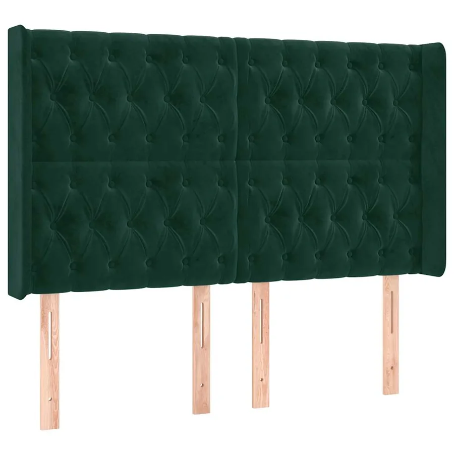 Tête de lit avec oreilles Vert foncé 163x16x118/128 cm Velours - 2