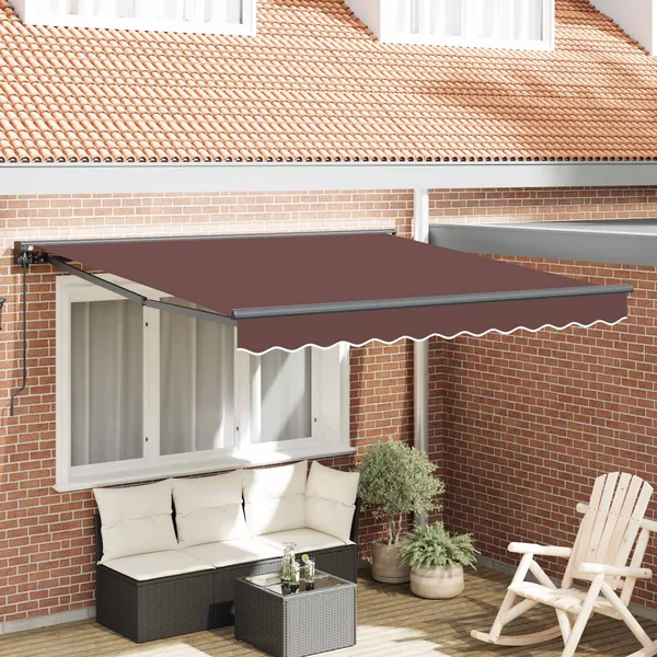 Cadre d'auvent Marron 350 x 250 cm Polyester avec revêtement PU