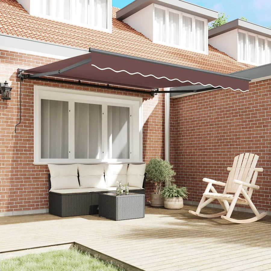 Cadre d'auvent Marron 350 x 250 cm Polyester avec revêtement PU - 3