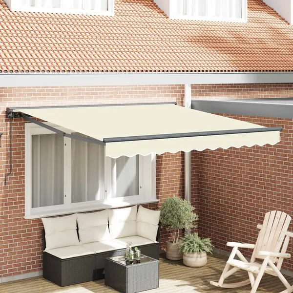 Cadre d'auvent Crème 350 x 250 cm Polyester avec revêtement PU