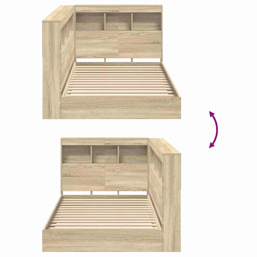 Lit Bibliothèque Chêne Sonoma 75 x 190 cm Bois d'ingénierie - 11