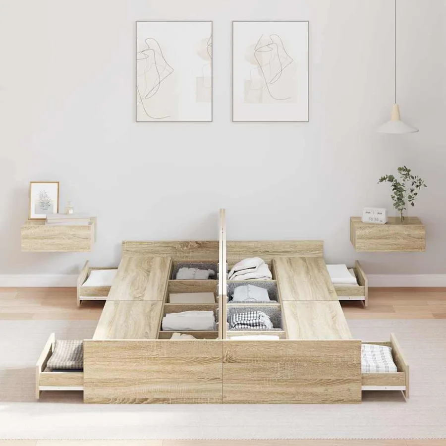 Cadre de lit avec rangement Chêne Sonoma 120 x 200 cm - 3