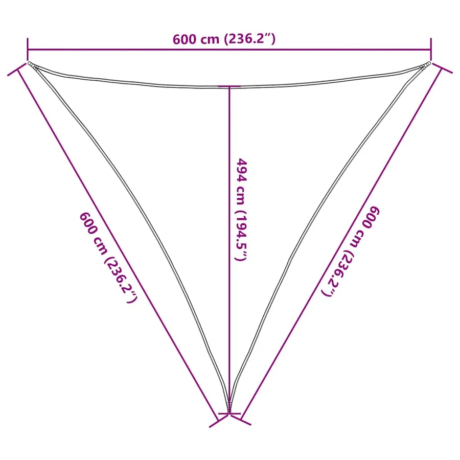 Voile d'ombrage 160 g/m² triangulaire sable 6x6x6 m PEHD - 10