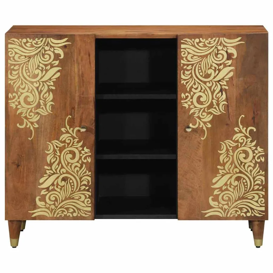 Buffet avec porte Marron 90 x 33 x 75 cm Bois de mangue massif - 3