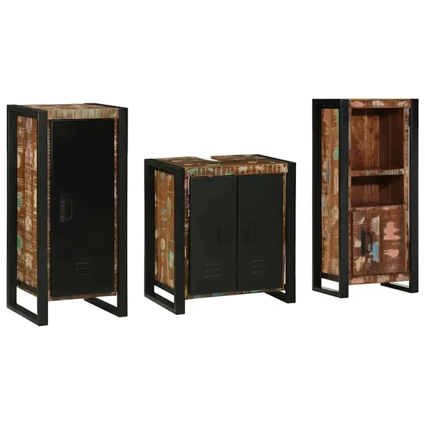 Ensemble de mobilier de salle de bain 3 pcs Bois Recyclé Solide