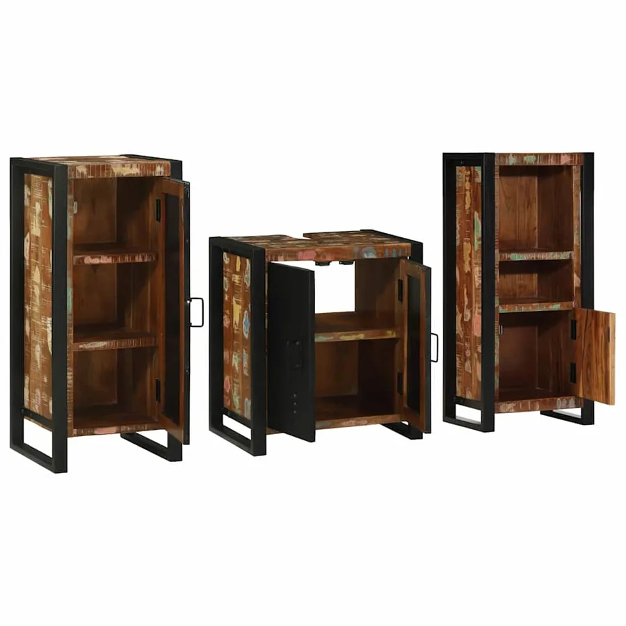 Ensemble de mobilier de salle de bain 3 pcs Bois Recyclé Solide - 3