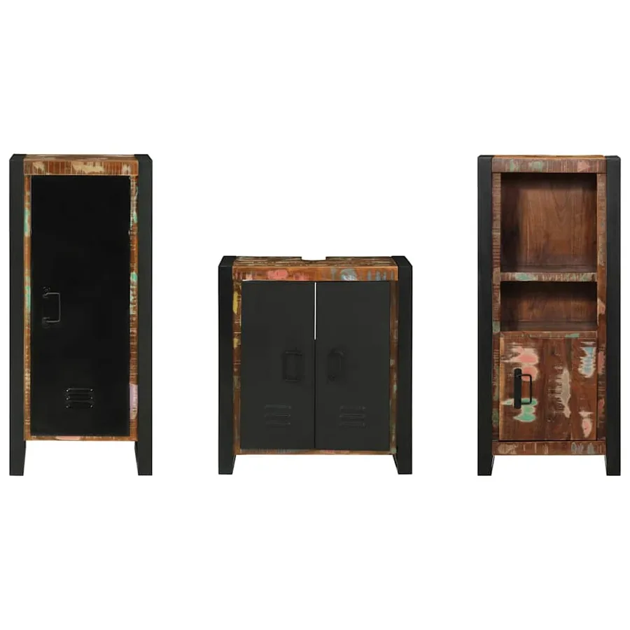 Ensemble de mobilier de salle de bain 3 pcs Bois Recyclé Solide - 7