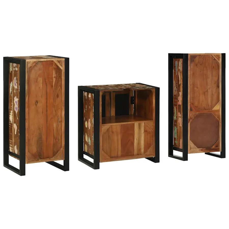 Ensemble de mobilier de salle de bain 3 pcs Bois Recyclé Solide - 8