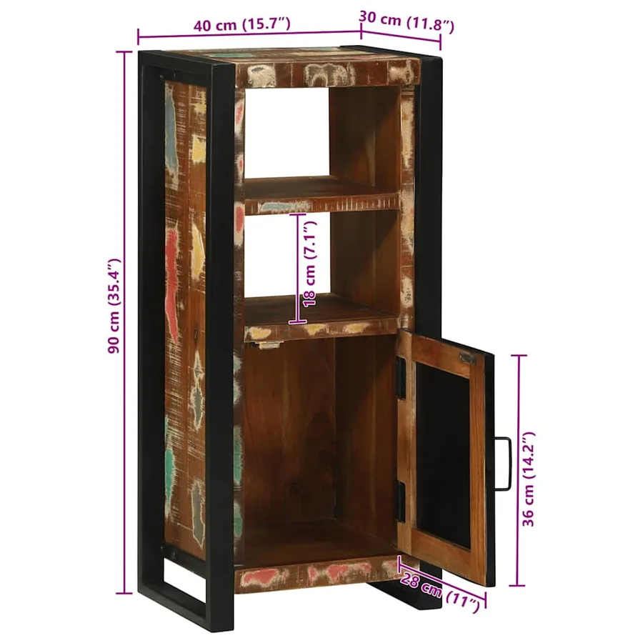 Armoire de salle de bain avec porte Marron Bois Recyclé Solide - 14