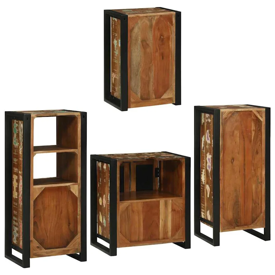 Ensemble de mobilier de salle de bain 4 pcs Bois massif recyclé - 10
