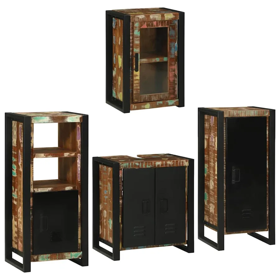 Ensemble de mobilier de salle de bain 4 pcs Bois massif recyclé - 2