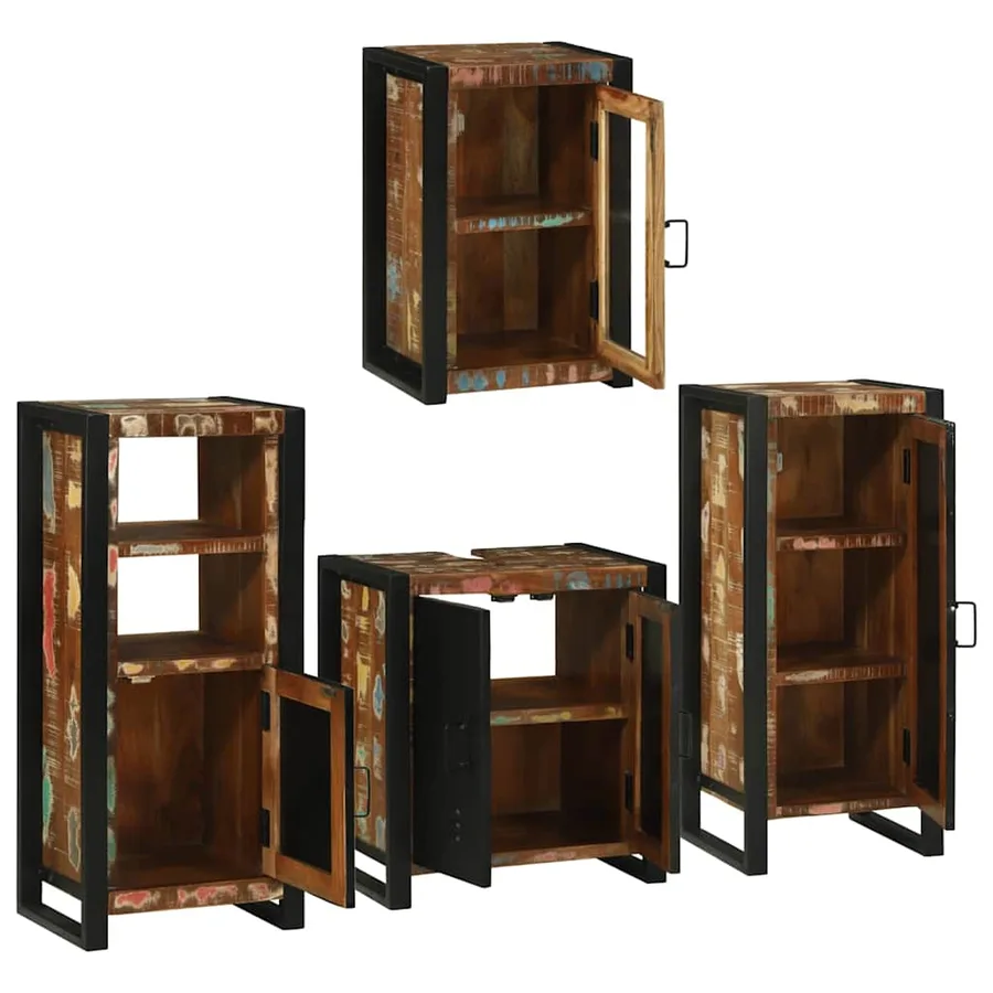 Ensemble de mobilier de salle de bain 4 pcs Bois massif recyclé - 4