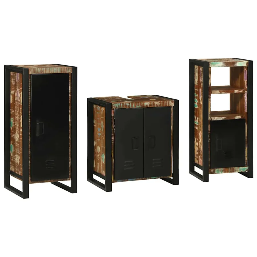 Ensemble de mobilier de salle de bain 3 pcs Bois Recyclé Solide