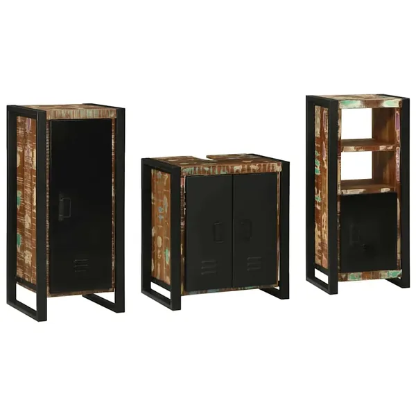 Ensemble de mobilier de salle de bain 3 pcs Bois Recyclé Solide