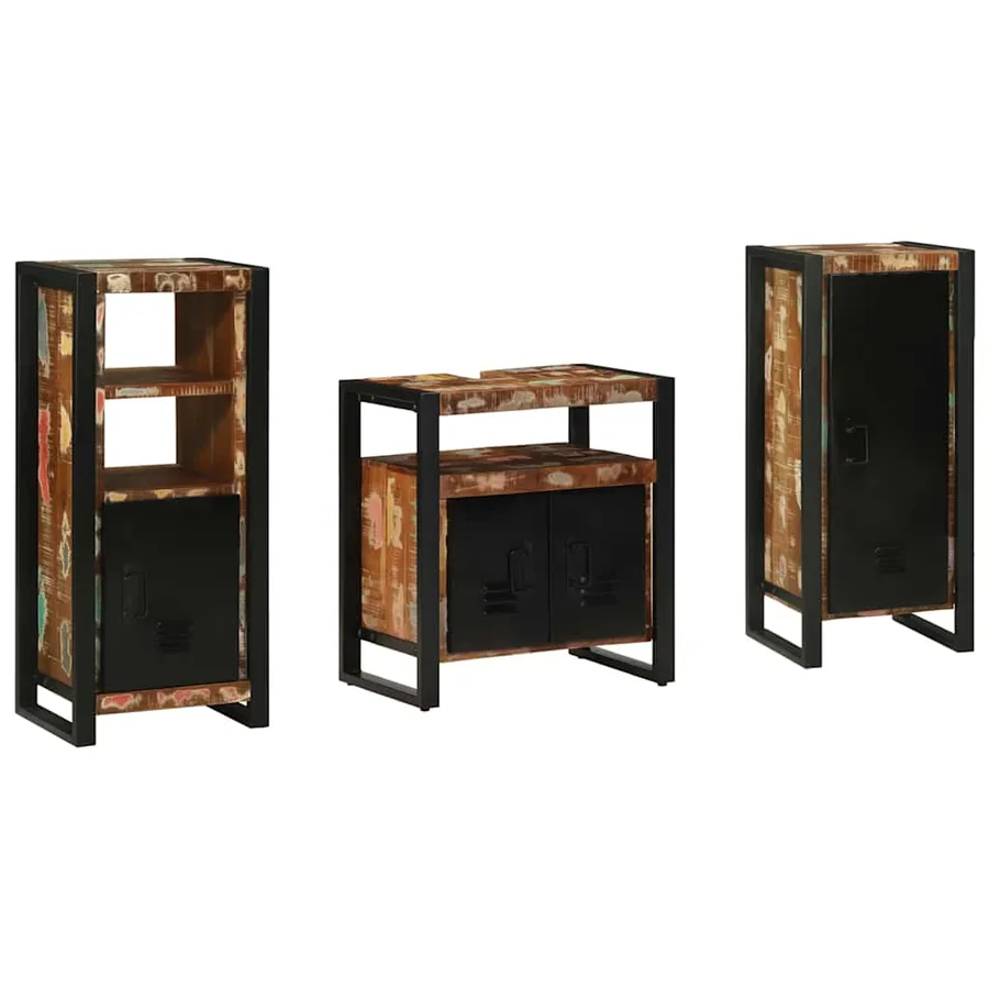 Ensemble de mobilier de salle de bain 3 pcs Bois Recyclé Solide - 8