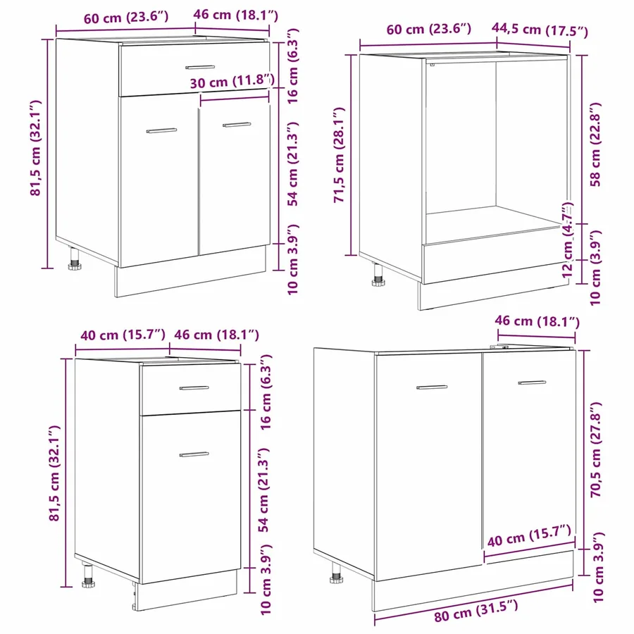 Ensemble de meubles de cuisine avec porte Lyon 8 pcs Chêne fumé - 10