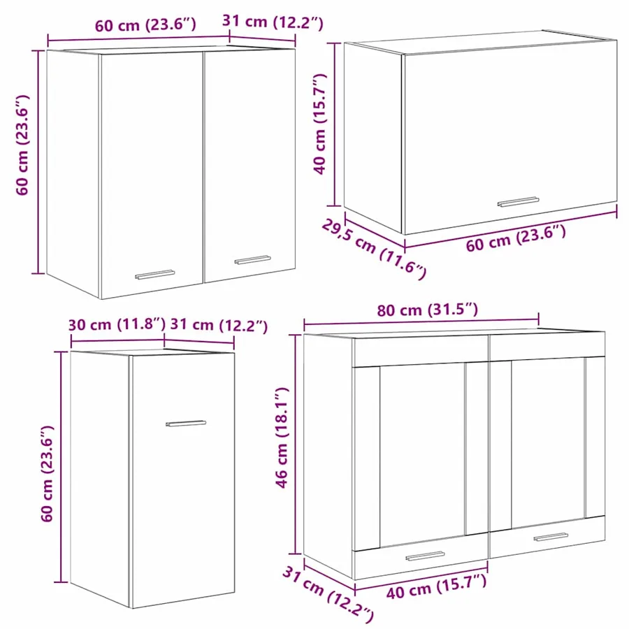 Ensemble de meubles de cuisine avec porte Lyon 8 pcs Chêne fumé - 12