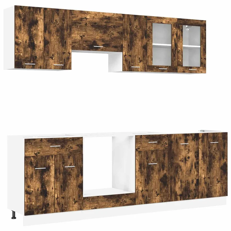 Ensemble de meubles de cuisine avec porte Lyon 8 pcs Chêne fumé - 2