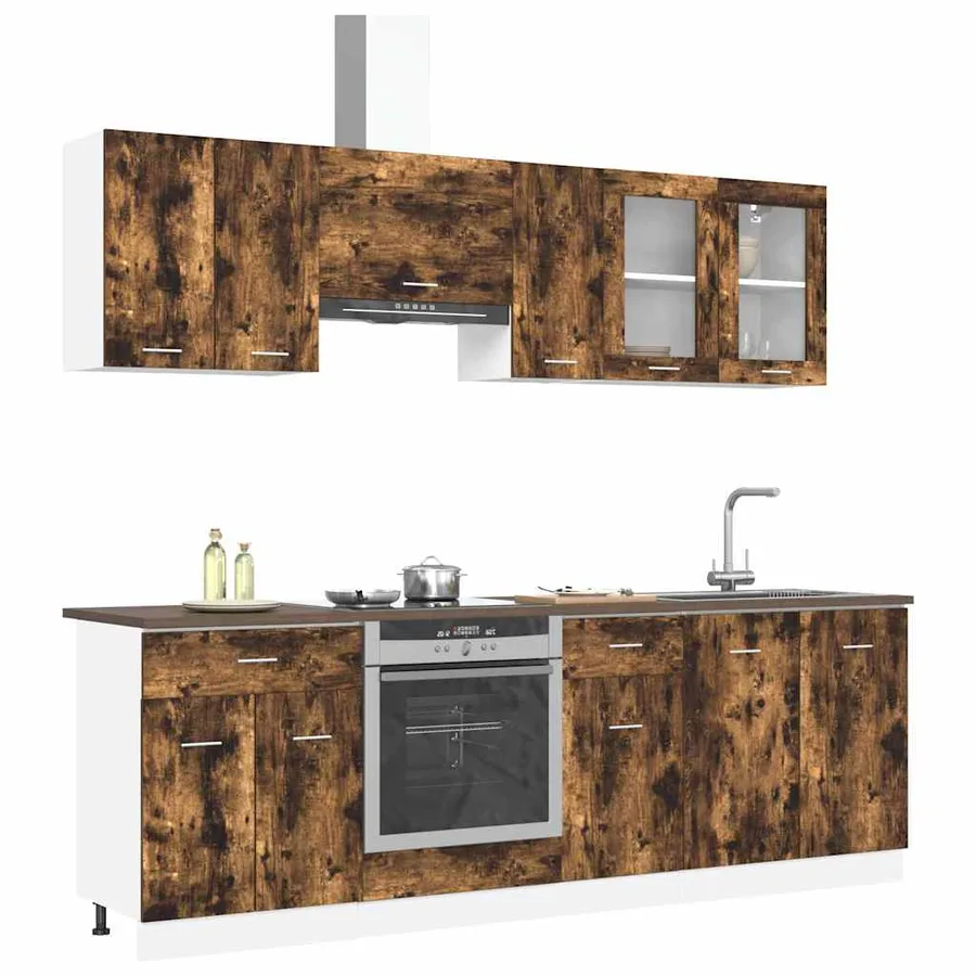Ensemble de meubles de cuisine avec porte Lyon 8 pcs Chêne fumé - 3