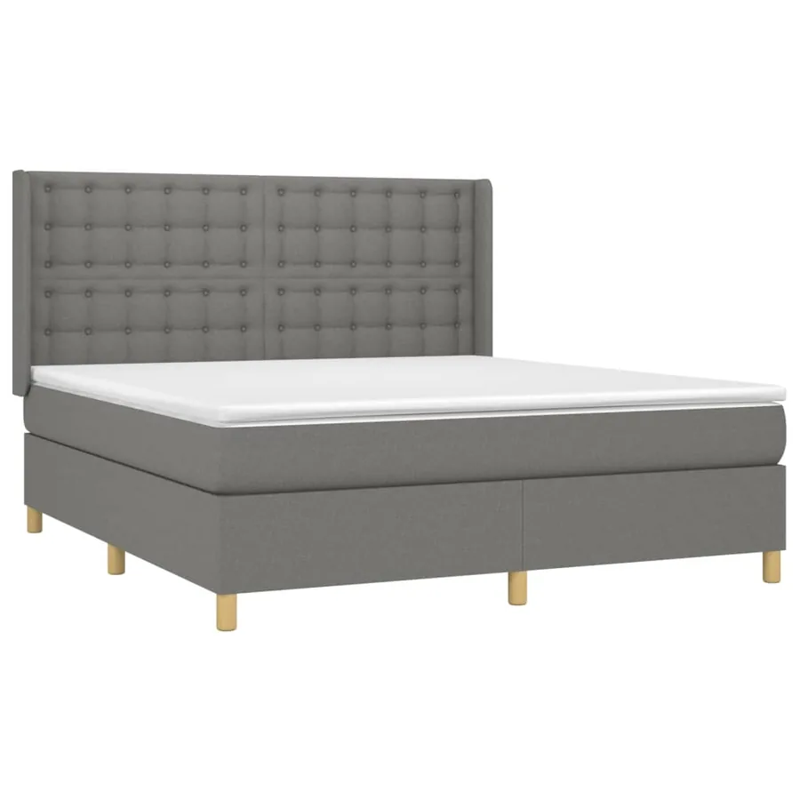 Sommier à lattes de lit avec matelas Gris foncé 160x200cm Tissu - 3