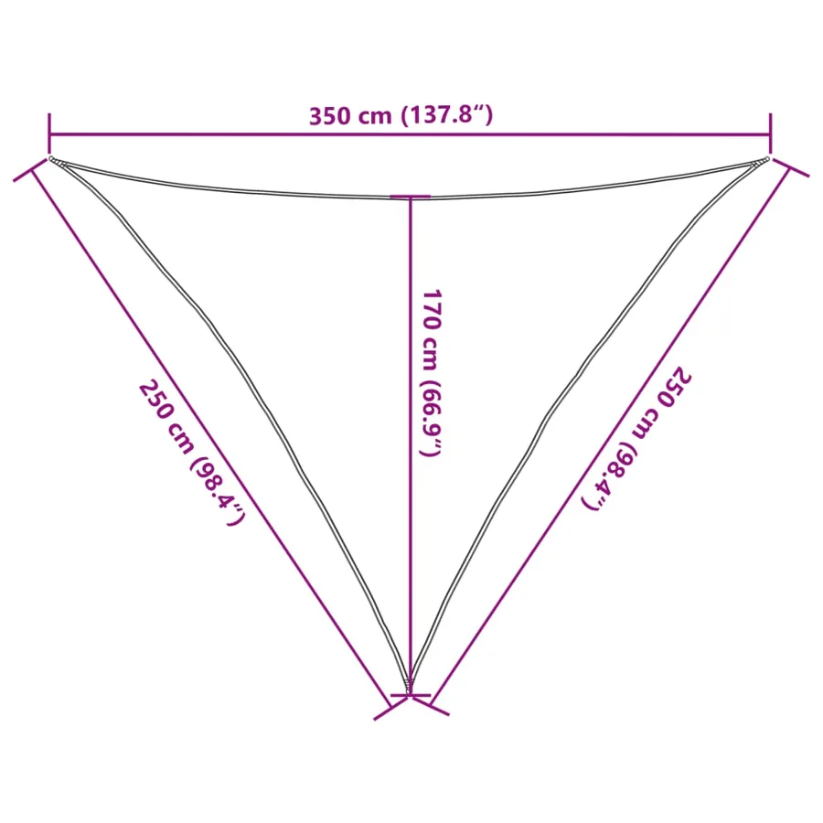 Voile d'ombrage 160 g/m² triangulaire 2,5x2,5x3,5 m PEHD - 10