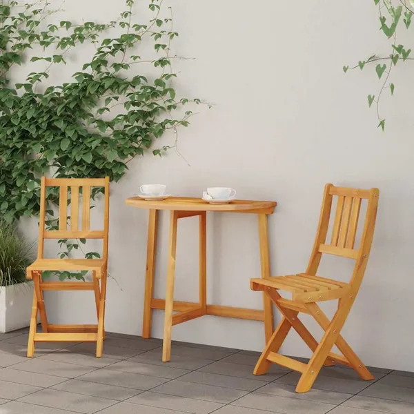 Chaises de bistrot d'extérieur 2 pcs Bois d'Acacia Massif