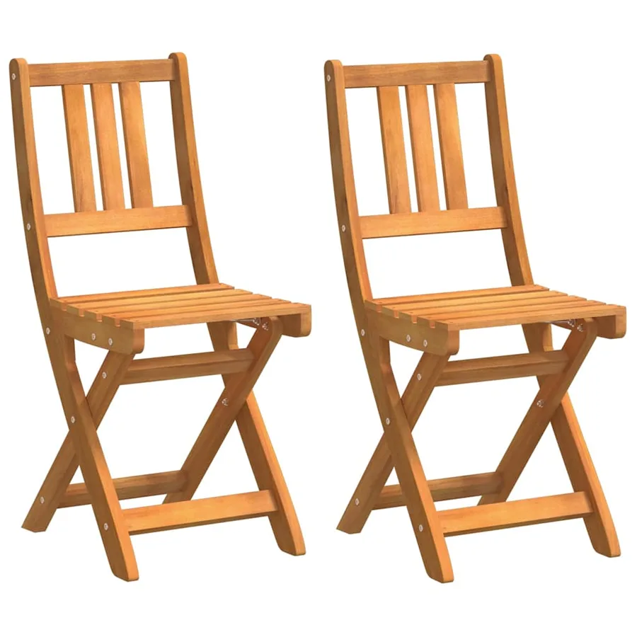 Chaises de bistrot d'extérieur 2 pcs Bois d'Acacia Massif - 2
