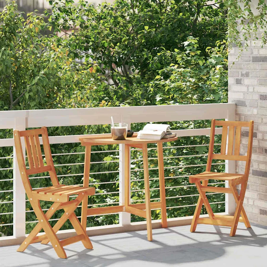 Chaises de bistrot d'extérieur 2 pcs Bois d'Acacia Massif - 3