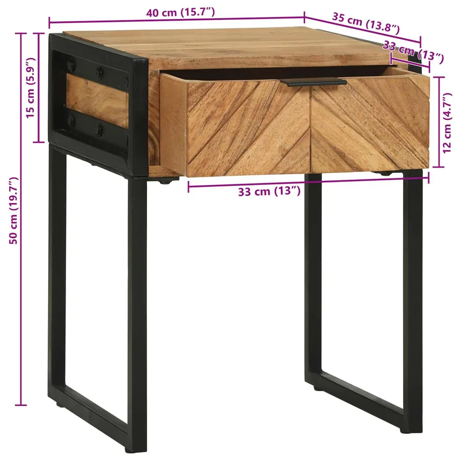 Table de chevet avec tiroir Marron 40 x 35 x 50 cm - 12