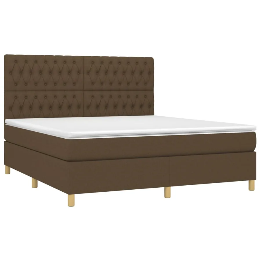 Sommier à lattes de lit matelas et LED Marron foncé 180x200 cm - 3