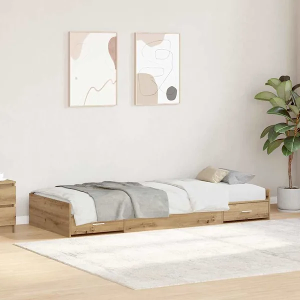 Cadre de lit Chêne artisanal 90 x 190 cm Bois d'ingénierie