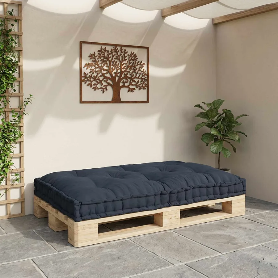 Coussin de canapé sur palette Anthracite 120 x 80 x 12 cm Tissu - 3