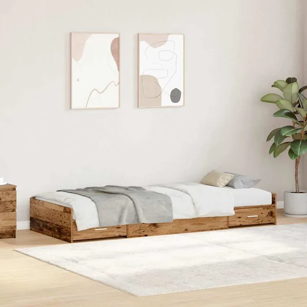 Cadre de lit Bois Ancien 98,5 x 200 cm Bois d'ingénierie