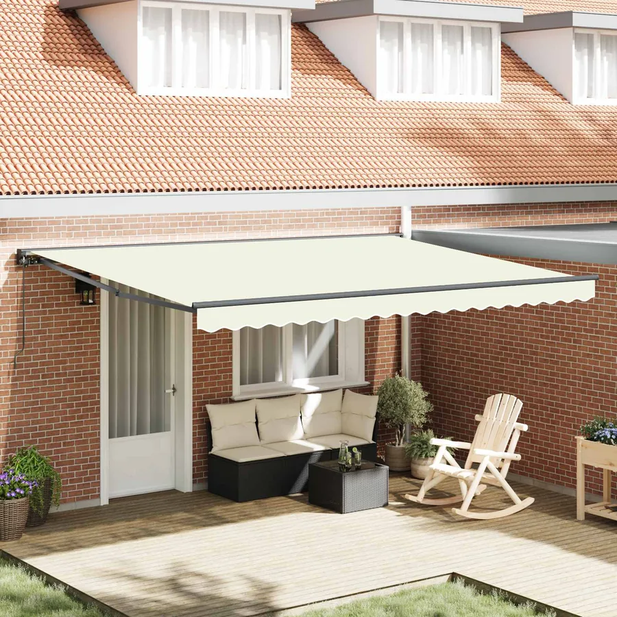 Cadre d'auvent Crème 450 × 300 cm Polyester avec revêtement PU