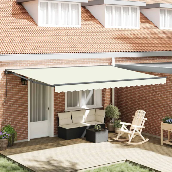 Cadre d'auvent Crème 450 × 300 cm Polyester avec revêtement PU