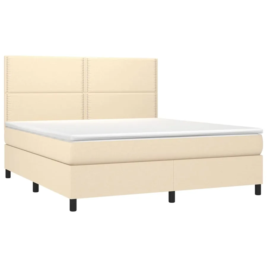 Sommier à lattes de lit et matelas et LED Crème 180x200cm Tissu - 3