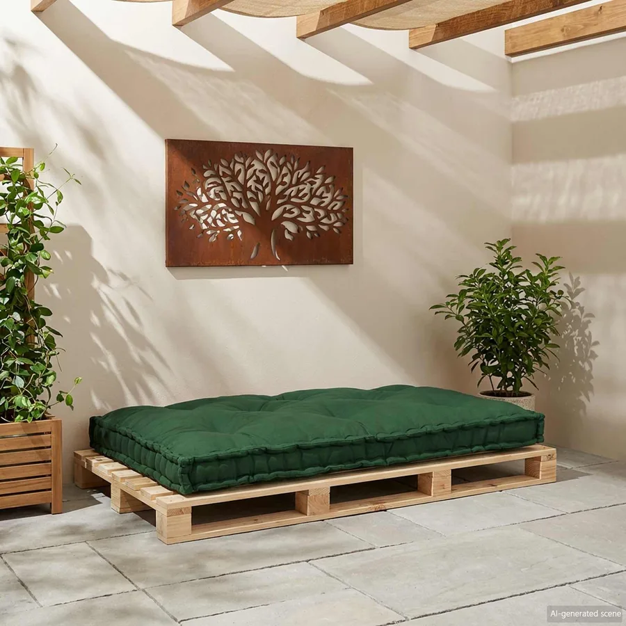 Coussin de canapé sur palette Vert 120 x 80 x 12 cm Tissu - 3