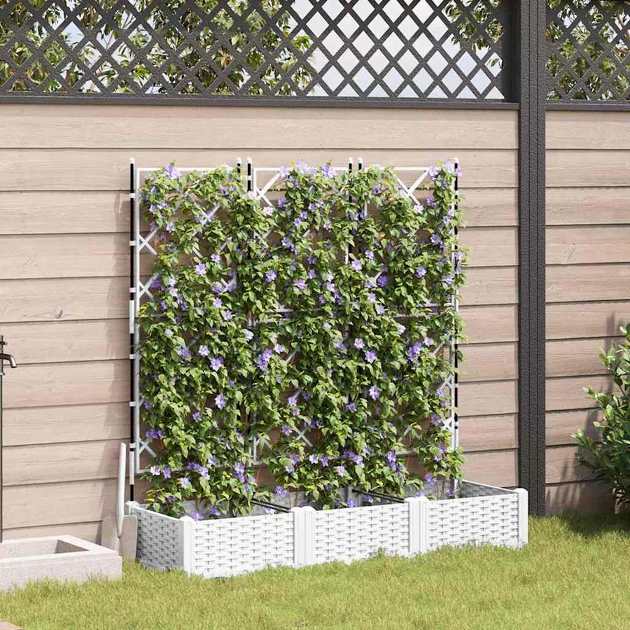 Cache-pot de jardin 3 pc Blanc 120 x 40 x 125,5 cm PP