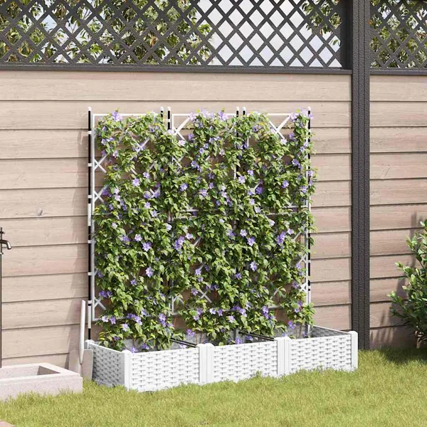Cache-pot de jardin 3 pc Blanc 120 x 40 x 125,5 cm PP